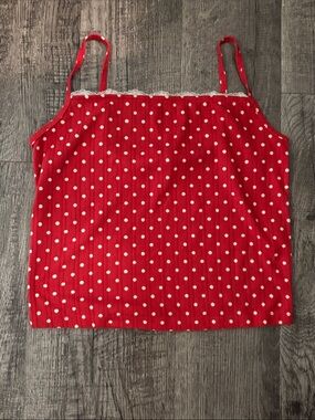 Abercrombie & Fitch Ribbed Pajama Cami - Red with White Dots - Size Medium
